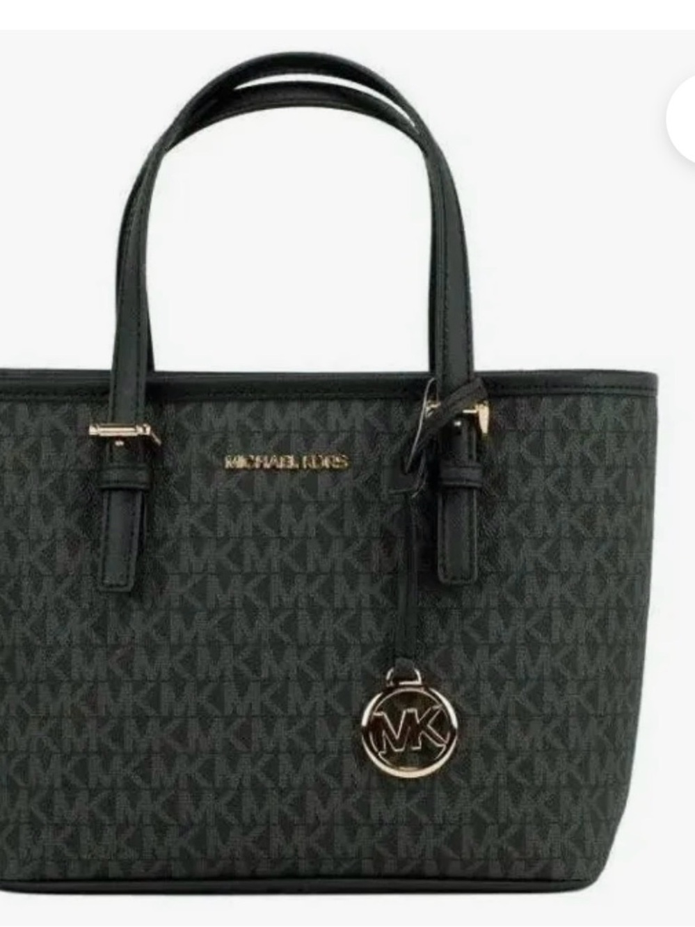 Michael Kors Black Signature Crossbody Tote with Gold Hardware